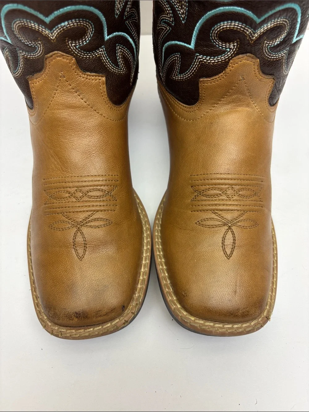 Cowboy Legend Two-Tone Western Leather Boots, SZ 3 little boy